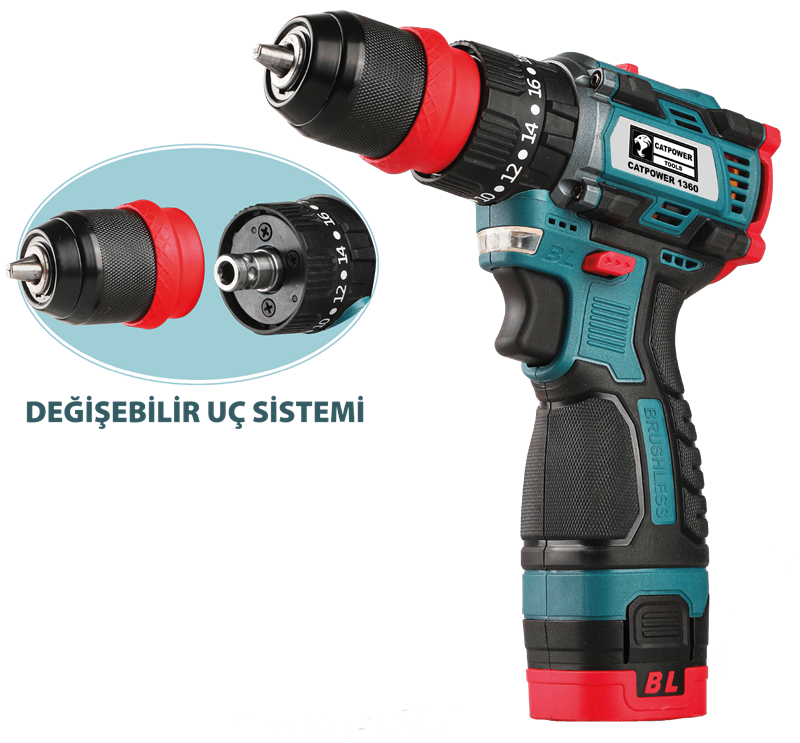 Catpower CAT1360 Kömürsüz Akülü Vidalama 16V Lİ-İON 2.0Ah