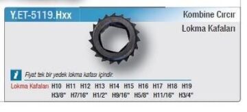 Emax ET-5119 Kombine Cırcır Lokma Kafaları (Ölçü Seçeneklerine Bakınız) H14