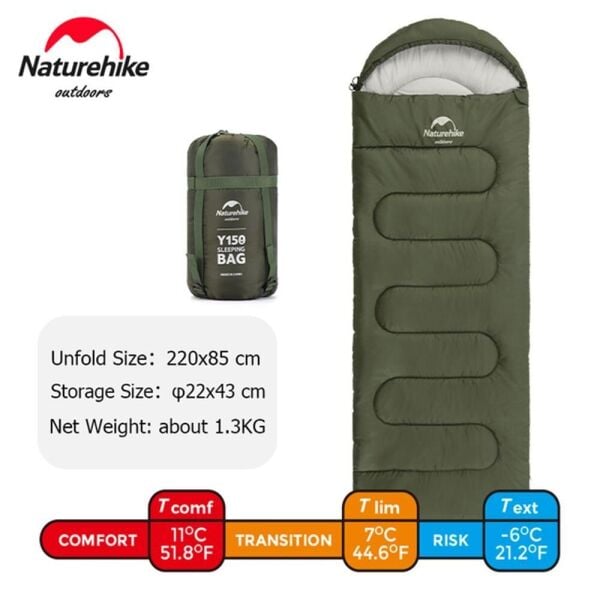 Naturehike Y150L Kapüşonlu Pamuklu Uyku Tulumu -6°C