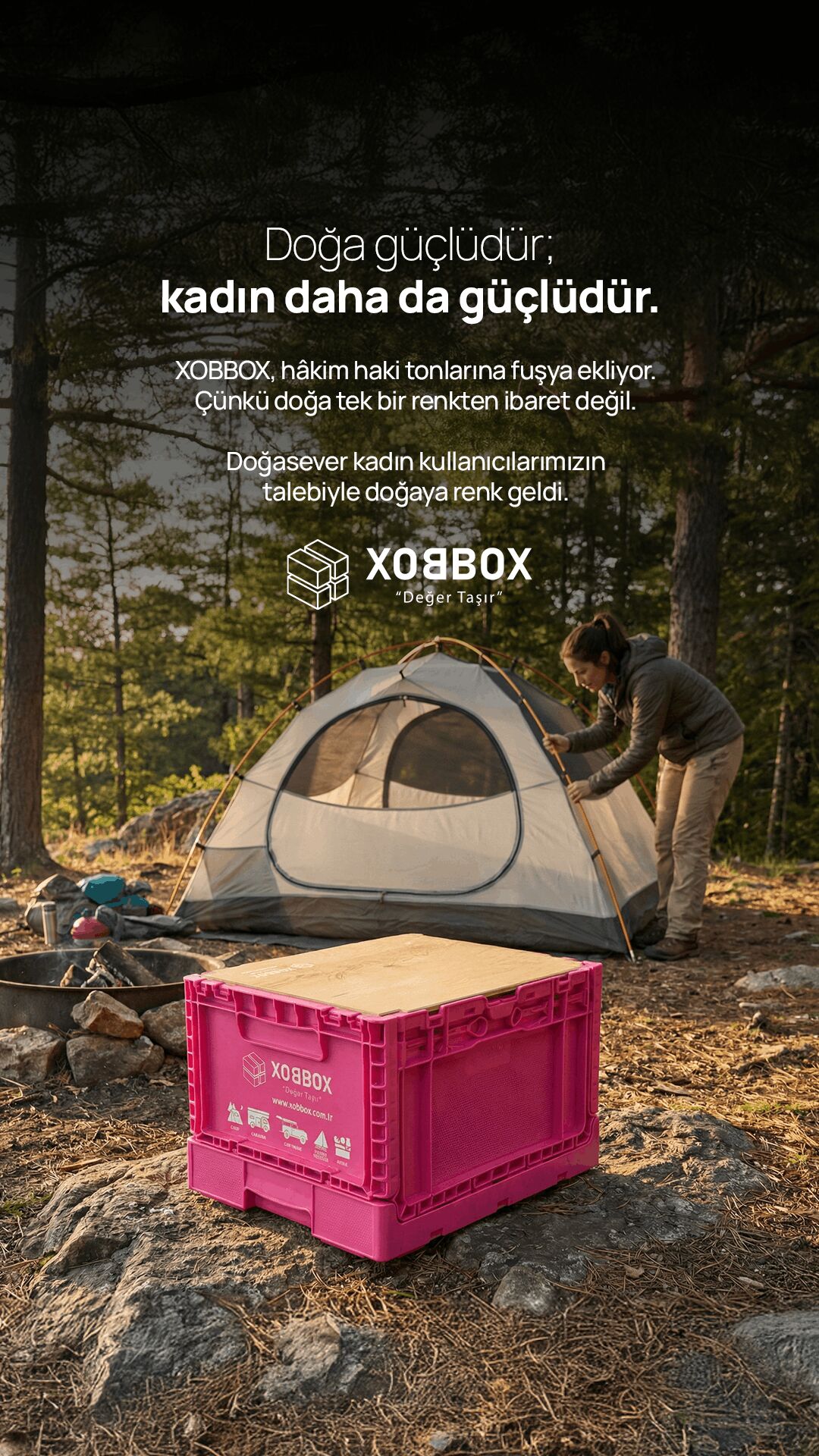 XOBBOX XF25F Folding Storage Box Katlanır Saklama Kutusu Fuşya 25 LT