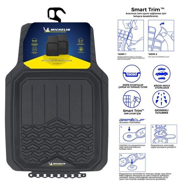 Michelin MC34594 Tüm Araçlara Uyumlu 2 Parça Üniversal 3D Havuzlu Oto Paspas