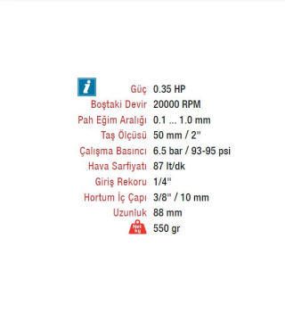 Emax ET-5216 Havalı 50mm Mini Pah Alma Tabancası Makinesi