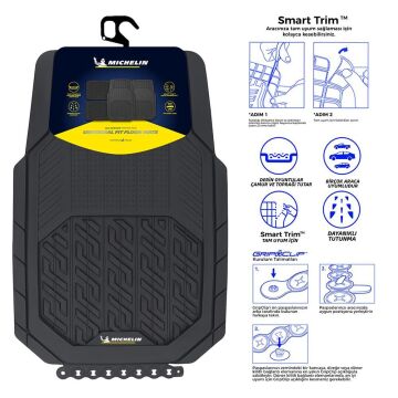 Michelin MC34587 Tüm Araçlara Uyumlu 4 Parça Üniversal 3D Havuzlu Oto Paspas