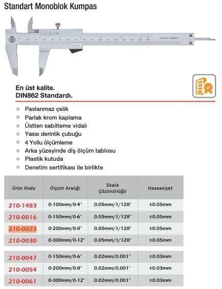 Werka Standart Monoblok Kumpas 0.05mm (Ölçü Seçeneklerine Bakınız)