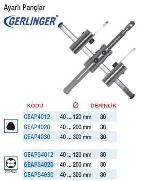 Gerlinger SDS Ayarlı Pançlar (Ölçü Seçeneklerine Bakınız)