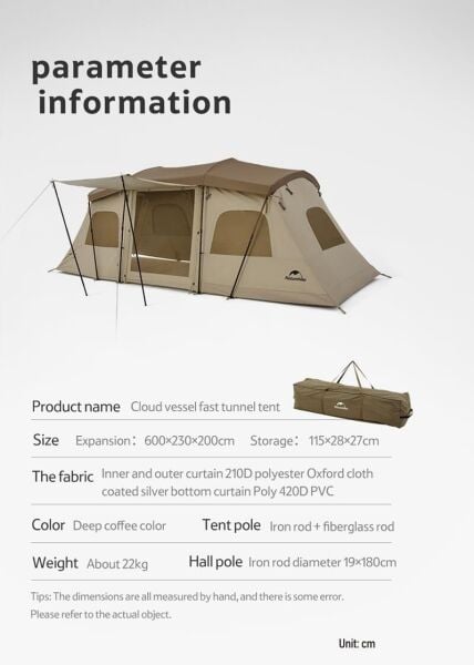 Naturehike Cloud Vessel 4 Kişilik Tünel Çadır