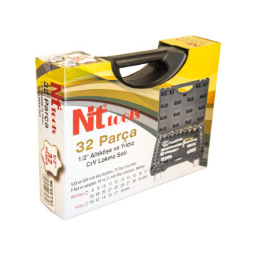 NT Tools  NCSET32 32 Parça 1/2'' Altı ve 12 Köşe CR-V Lokma Seti