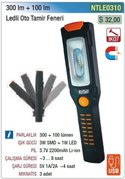 NT Lights NTLE0310 300+100 Lumen Ledli El Feneri