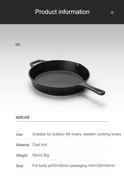 Naturehike Ultra Light Demir Döküm Tava 10 Inch