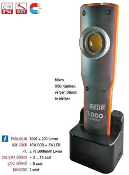 NT Lights NTLE1020 1000+200 Lumen Ledli El Feneri