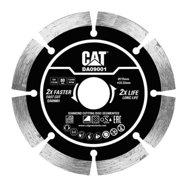 CAT DA09001 115mm Profesyonel Beton, Tuğla, Parke Taşı Elmas Kesme Diski (Soketli, Aralıklı Kenar)