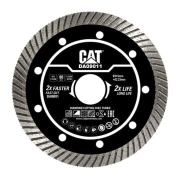 CAT DA09011 115mm Profesyonel Beton, Tuğla, Parke Taşı Elmas Kesme Diski (Turbo Kanallı Kenar)