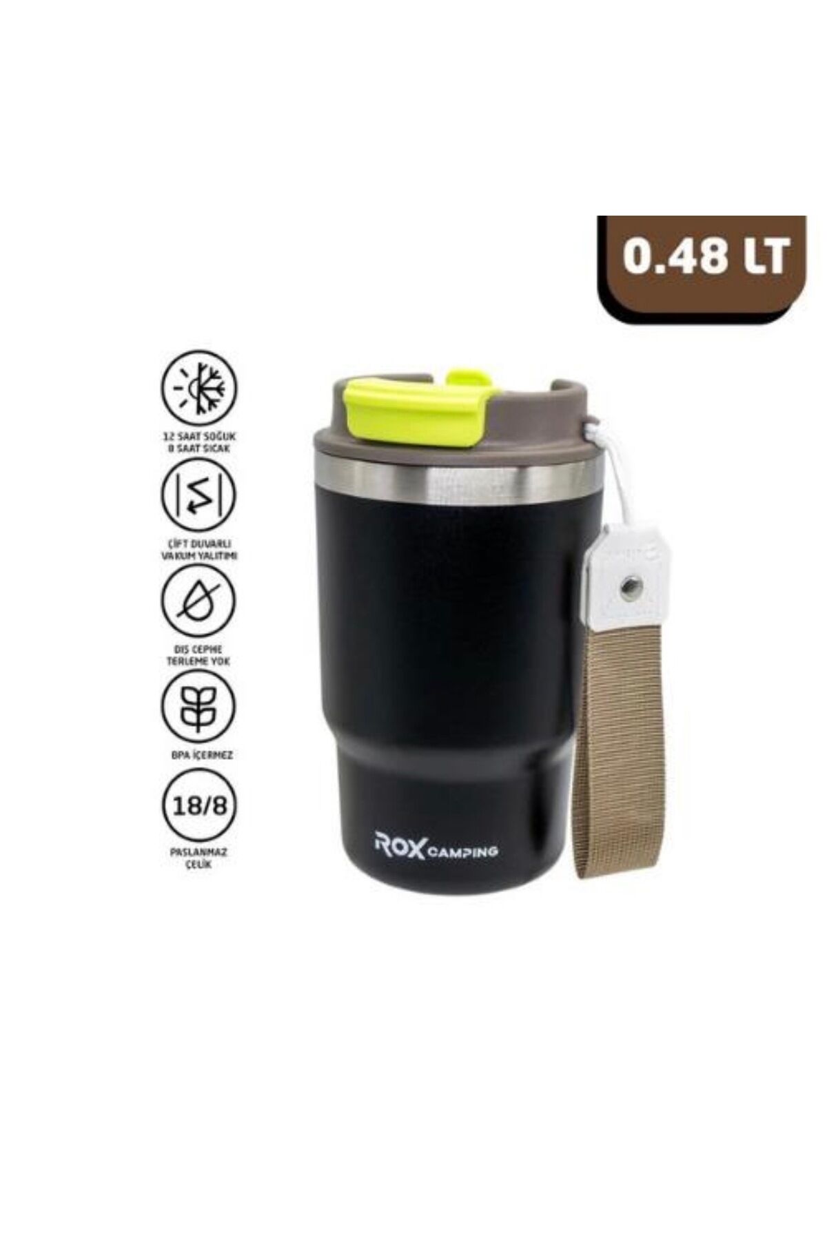 Rox Camping 0193 Pipetli Kahve Termosu 0,48 Lt - Siyah