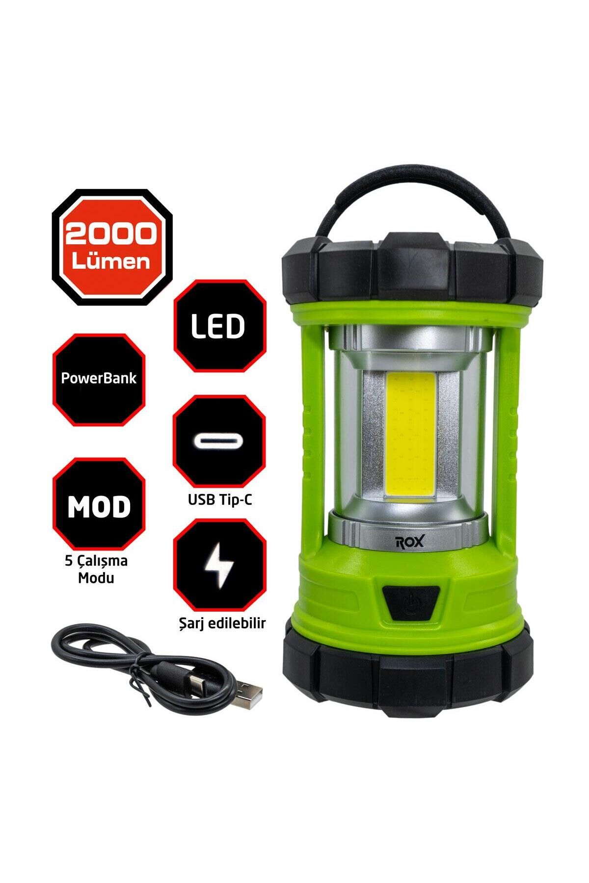 Rox Şarjlı Outdoor Kamp Feneri 2000 Lümen