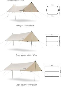 Naturehike Hexagon Glamping 3x4.8 mt Tarp [Güneş ve Rüzgar Koruma Tentesi]