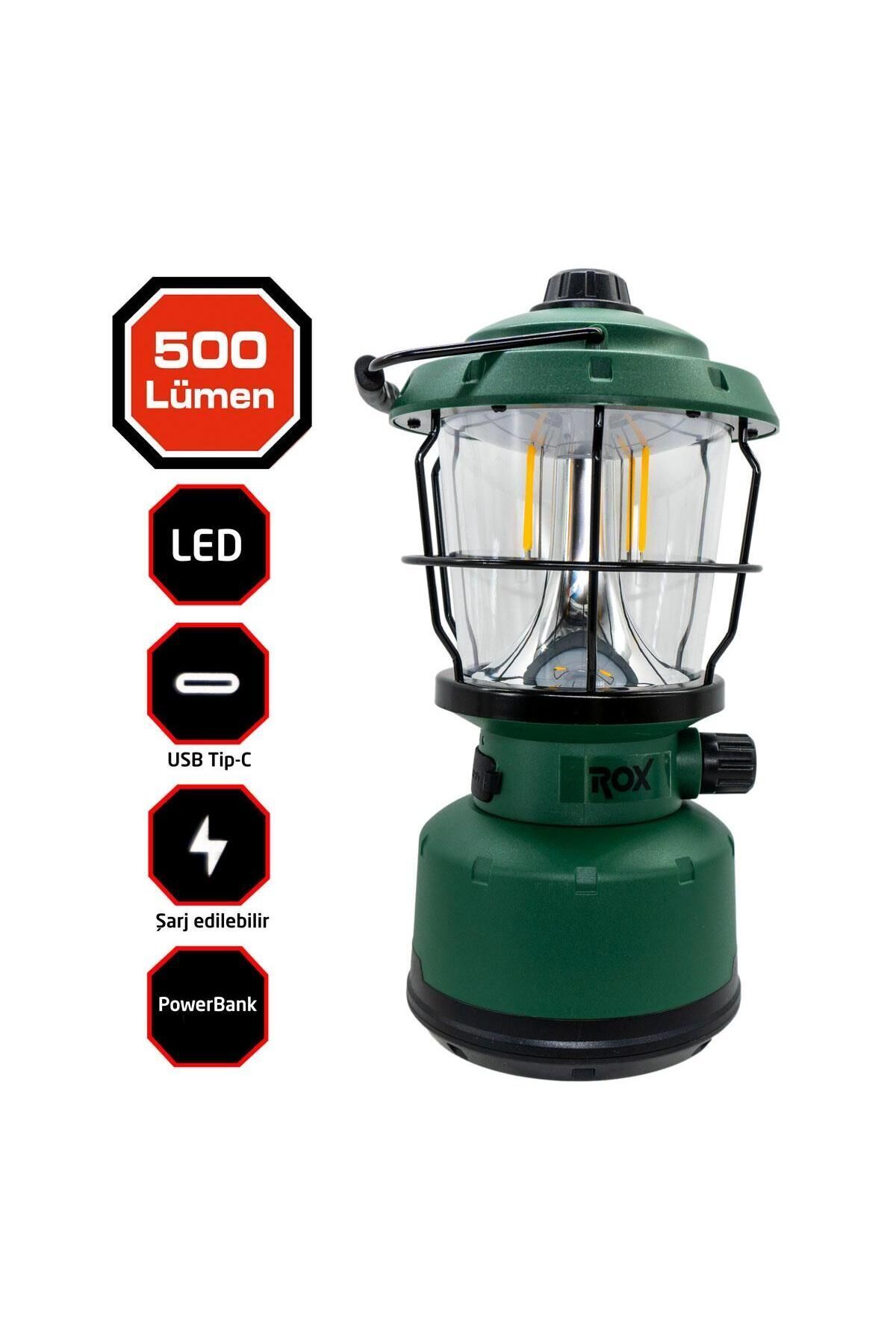 Rox Şarjlı Retro Outdoor Kamp Feneri 500 Lümen