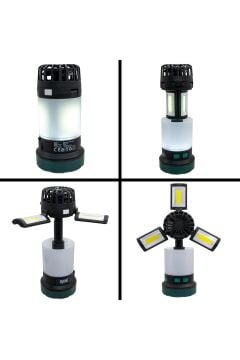 Rox Şarjlı Çok Fonksiyonlu Fanlı Outdoor Kamp Feneri 350 Lümen