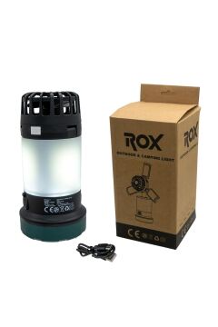 Rox Şarjlı Çok Fonksiyonlu Fanlı Outdoor Kamp Feneri 350 Lümen