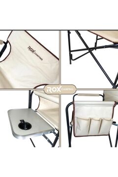Rox Camping Fonksiyonel Sehbalı Kamp Sandalyesi -Bej