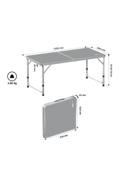 Rox Camping 0311 Yükseklik Ayarlı Katlanır Kamp Masası 120x60 cm