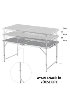 Rox Camping 0311 Yükseklik Ayarlı Katlanır Kamp Masası 120x60 cm