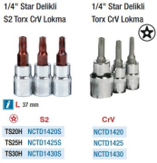 NT Tools 1/4'' Star Delikli Torx Lokmalar (Ölçü Seçeneklerine Bakınız)
