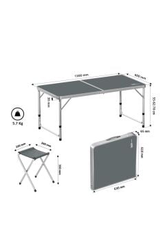Rox Camping 0313 Tabureli Yükseklik Ayarlı Katlanır Kamp Masası Seti