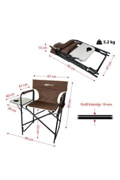 Rox Camping Fonksiyonel Sehpalı Kamp Sandalyesi - Kahverengi