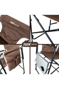 Rox Camping Fonksiyonel Sehpalı Kamp Sandalyesi - Kahverengi