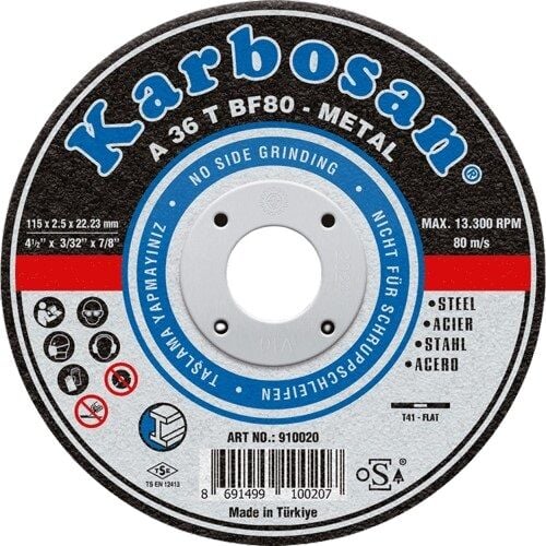 Karbosan 910020 Metal Kesme Diski 115 x 2.5 x 22.23 mm - 50'li Paket