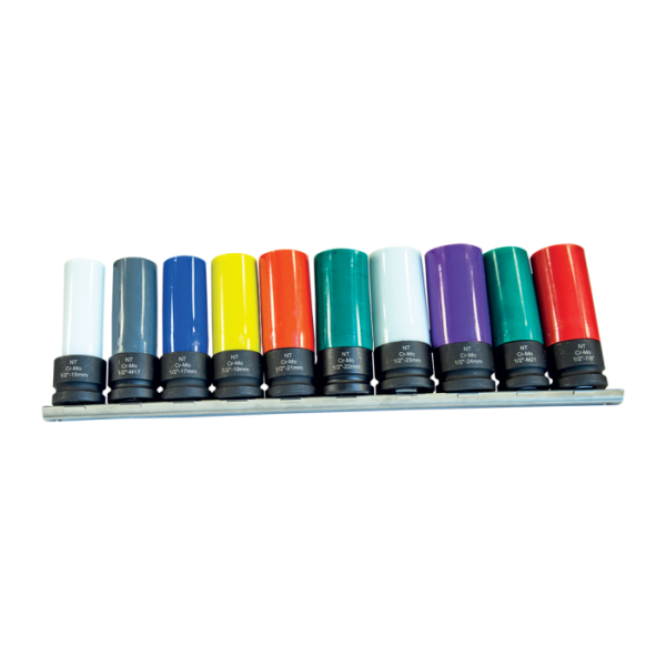 NTTools NTZSET10K 10 Parça 1/2inç CR-MO Renkli Lokma Seti