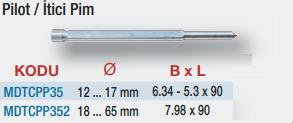 Maier 35 mm Kesme Boyunda T.C.T. Manyetik Matkap Uçları için Pilot / İtici Pimler  (Ölçü Seçeneklerine Bakınız) 18 … 65mm