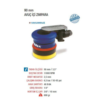 Emax ET-2460 90 mm. 11000 RPM Havalı Avuç İçi Zımpara