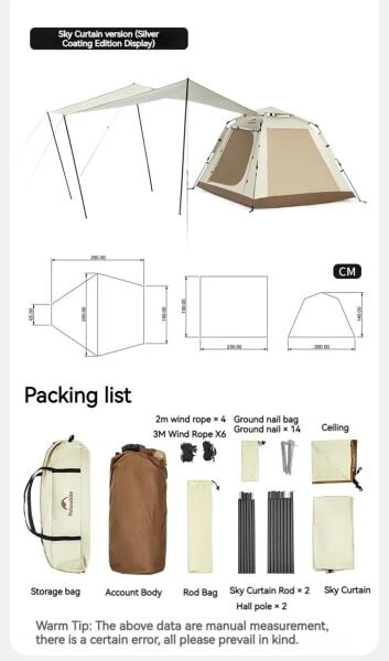 Naturehike Ango Picnic Otomatik Kurulum 3 Kişilik Çadır