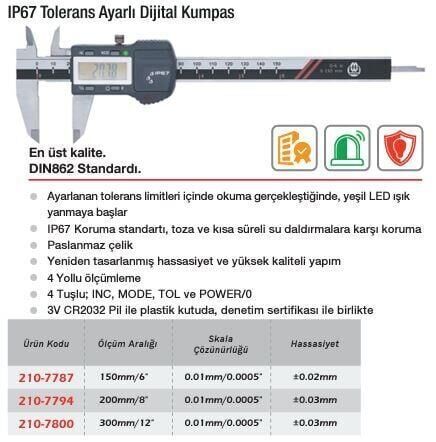 Werka IP67 Tolerans Ayarlı Dijital Kumpas(Ölçü Seçeneklerine Bakınız)