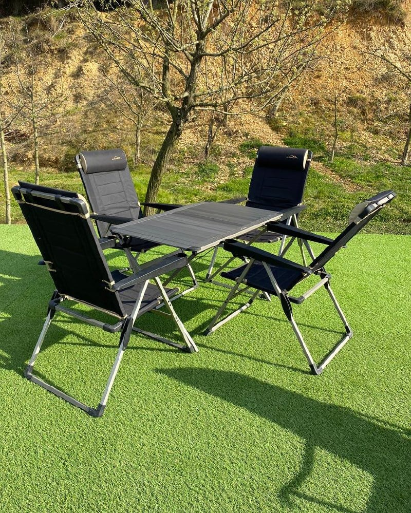 CAMPOUT Alüminyum Xxl Masa + 4 Lüx Sandalye Set