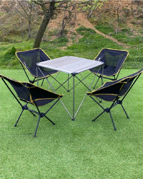 CAMPOUT Alüminyum Büyük Masa + 4 Pratik Sandalye Set
