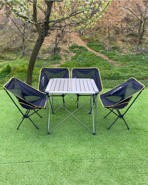 CAMPOUT Alüminyum Büyük Masa + 4 Pratik Sandalye Set