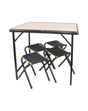 CAMPOUT Mdf Katlanır Masa Küçük + 4 Katlanır Tabure Set