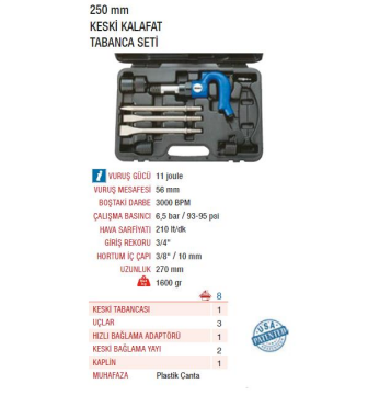 Emax ET-2120K 250 mm. Havalı Keski Kalafat Tabanca Seti