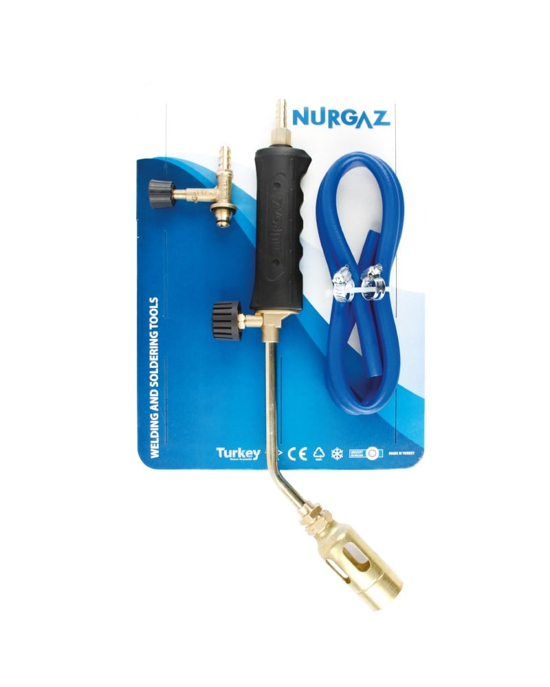 NURGAZ PROPAN TAV VE KAYNAK SETİ 35 MM BAŞLIKLI HORTUM KELEPÇE MUSLUK DAHİL
