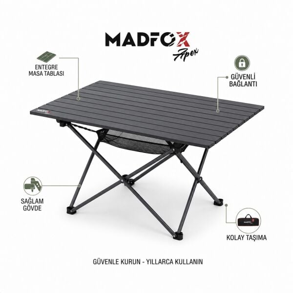 Madfox Apex Katlanabilir Alüminyum Kamp Masası (3 Kişilik)