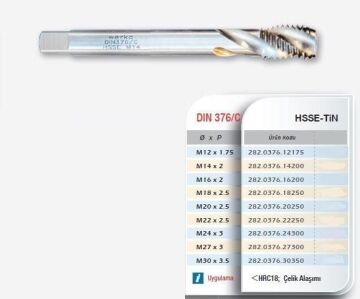 Werka DIN376/C HSSE-TiN 35° Helis Makine Kılavuzu(Ölçü Seçeneklerine Bakınız)