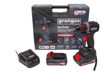 Grangos GCD20-T2 20V 2 Ah Çift Akülü Darbesiz Matkap