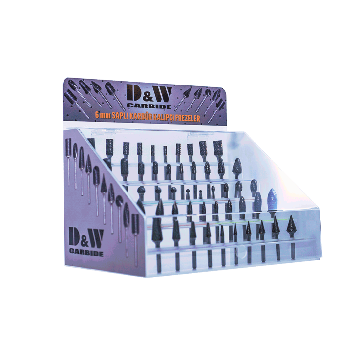 DW Carbide DWFSET 50 Parça 6 mm. Saplı Karbür Kalıpçı Freze Seti