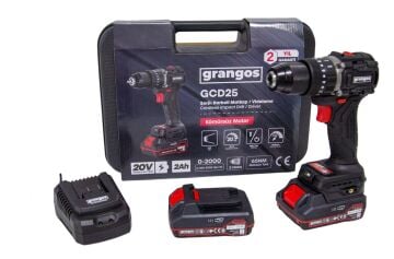Grangos GCD25-T2 20V 2 Ah Çift Akülü Darbeli Matkap