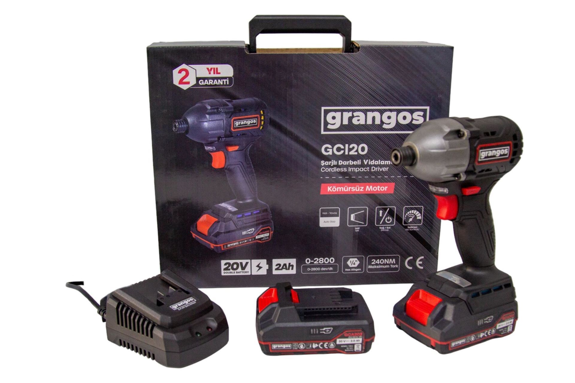 Grangos GCI20-T2 20V 2 Ah Çift Akülü Darbeli Vidalama