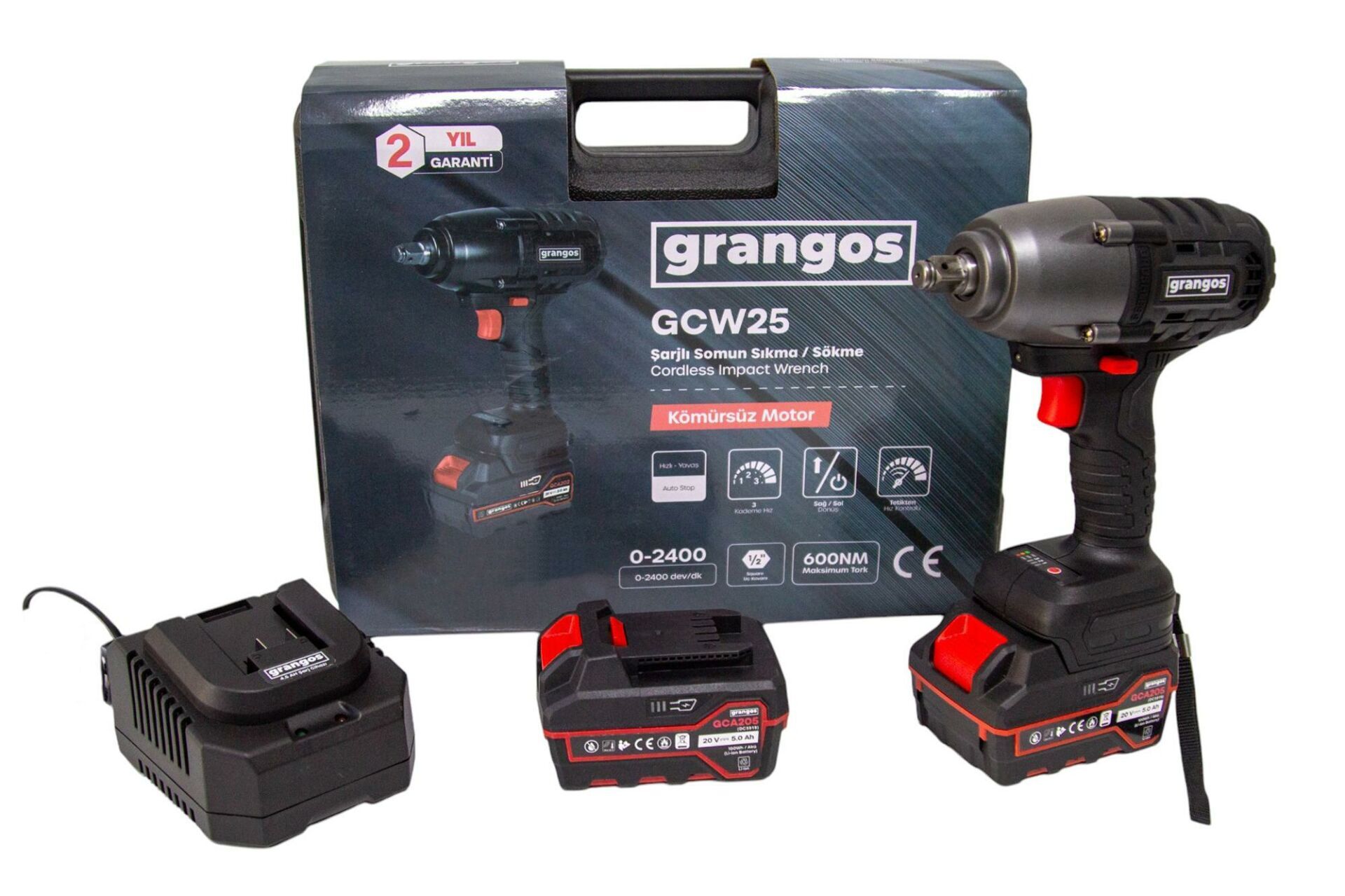 Grangos GCW25-F2 20V 5 Ah Çift Akülü Somun Sıkma
