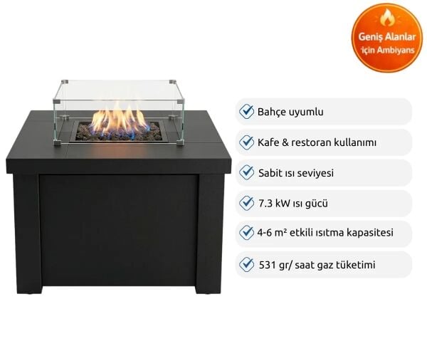 Aygaz Lhotse 817-S LR Dış Mekan Isıtıcı Lav Taşlı Siyah - Kılıf Hediyeli