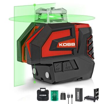 KOBB KBL32G Profesyonel Li-ion Yatay 360° ve Dikey Otomatik Hizalamalı Yeşil Nokta Şakül ve Yeşil Çapraz Çizgi Lazer